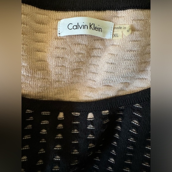 Calvin Klein Knit Black White Long Sleeve Sweater Dress,Size XL - Picture 4 of 8